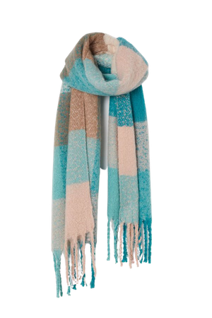 Woven scarf - Turquoise/Checked - Ladies | H&M GB