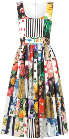 Women's Dresses | Dolce&Gabbana - Calf-length patchwork poplin dress