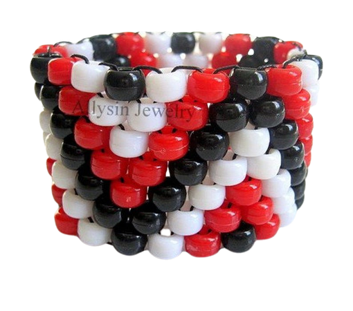 Red Black Kandi Cuff Bracelet ZigZag Kandy bracelet Raver | Etsy