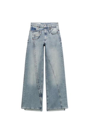 DECONSTRUCTED TRF WIDE LEG JEANS WITH A MID WAIST - Blue | ZARA United States