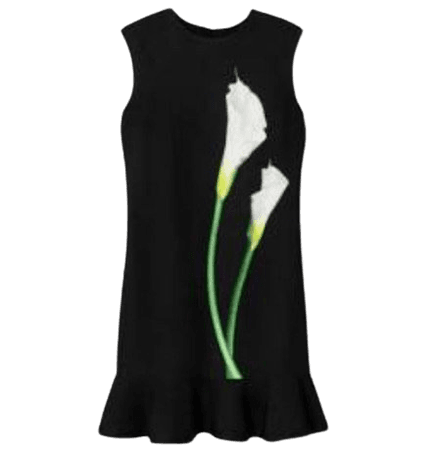 Victoria Beckham Black and White Calla Lilly Flower Dress