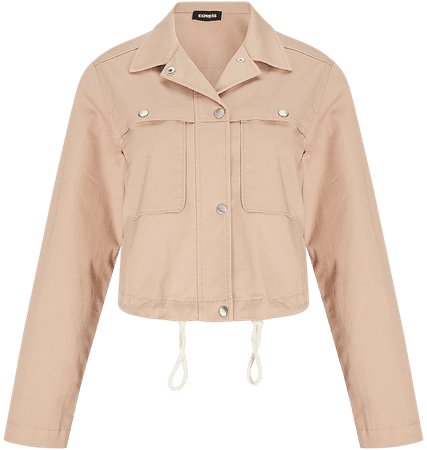 Cropped Button Front Utility Jacket | Express