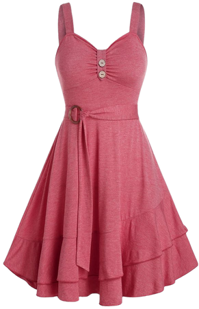 [37% OFF] 2021 Layered Flounce Tied A Line Dress In TULIP PINK | DressLily