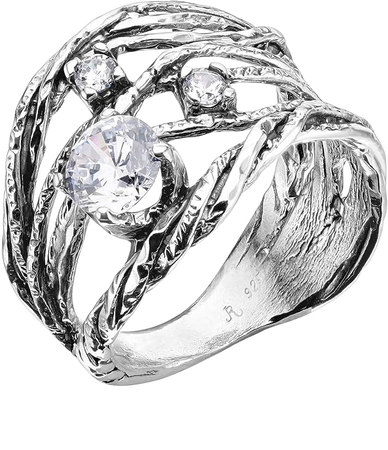 Amazon.com: JEAN RACHEL JEWELRY 925 Sterling Silver Ring w/White Round Clear Cubic Zirconia CZ Prong, Hypoallergenic, Nickel and Lead-free, Artisan Handcrafted Designer Collection, Made in Israel: Clothing, Shoes & Jewelry