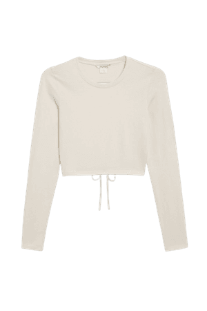 Off-white crop top with cut-out back - Off-white - Monki WW