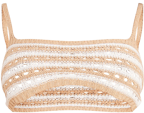 Cream Colour Block Crochet Crop Top | PrettyLittleThing USA