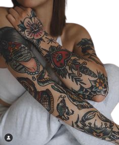 American Traditional Tattoo Sleeves