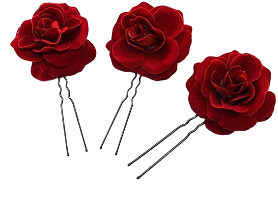 Amazon.com : 6 Pcs Small Red Rose Hair Clip For Dance, Birthday, Prom and Other Events - Large Black Bobby Pins for Thick Hair - Bridal Hair Accessories For Women - Flower Hair Pins for Girls For All Hair Colors : Beauty & Personal Care