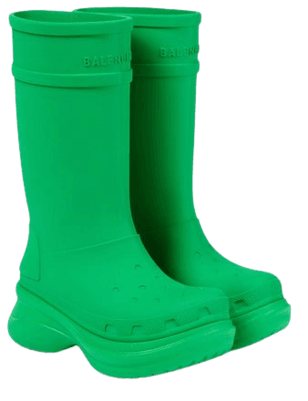 green balenciaga croc boots