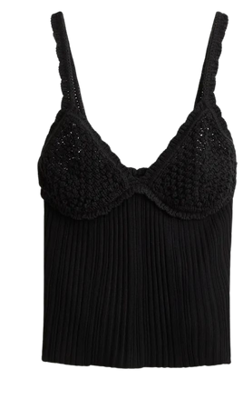 Crochet-look Knit Camisole Top - Black - Ladies | H&M US