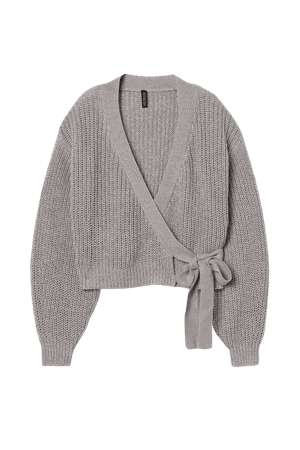 Knit Wrap-front Cardigan - Gray - Ladies | H&M US