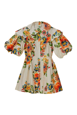 Off-White Delicate Garden Organic Cotton Mini Dress – FARM Rio