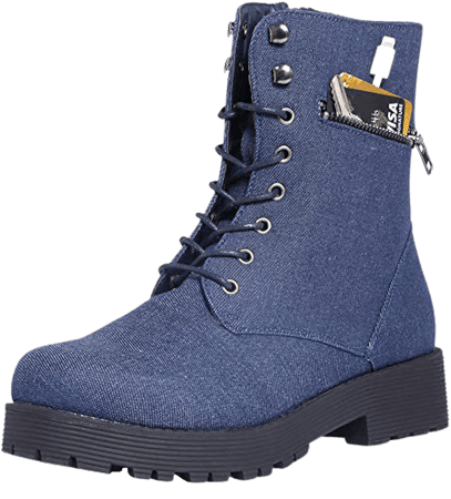 Amazon.com | CINAK Military Combat Boots for Women- Winter Autumn Comfort Outdoor Waterproof Martin Booties Mid-Calf Shoes (8.5-9 B(M) US/ CN40 / 9.84'', Denim Blue) | Mid-Calf
