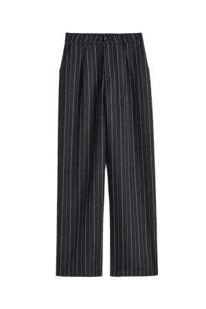 Wide-leg Pants - Black/pinstriped - Ladies | H&M US
