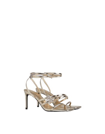 Metallic embellished high-heeled sandals - Shoes - Woman | Bershka