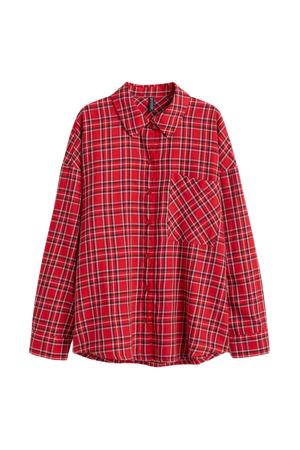 Wide-cut Shirt - Red/plaid - Ladies | H&M US