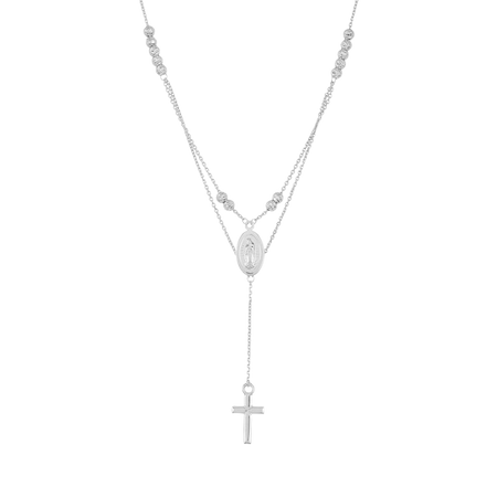 white gold rosary cross necklace jewelry