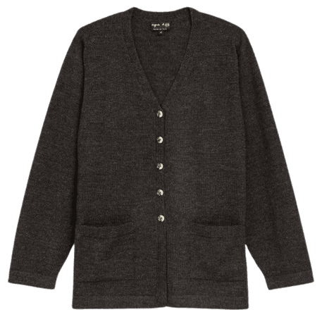 heather black alpaca knitted cardigan
