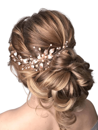 Rose Gold Hair Comb, Bridal Hair Comb, Wedding Hair Piece, Leaf Comb, Rose Gold Pearl Headpiece,Rose Gold Headpiece, FREE SHIPPING #2899250 - Weddbook