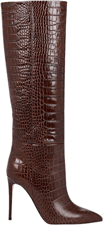 Paris Texas Leather Embossed Knee-High Boots in Brown | INTERMIX®