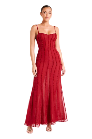 Jacinta Chiffon Maxi Dress - Vermilion Red - MESHKI U.S