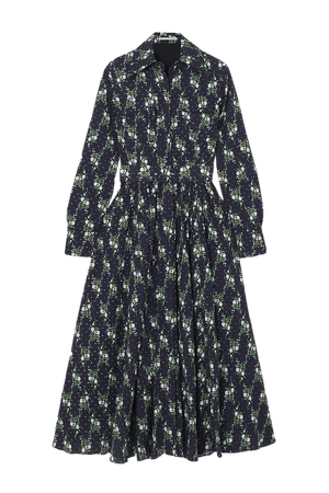 Blue Aurora belted floral-print Swiss-dot cotton-seersucker maxi dress | Emilia Wickstead | NET-A-PORTER
