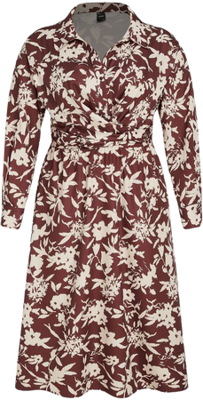 Collar Floral Button Maxi Dress Curve & Plus - Cider
