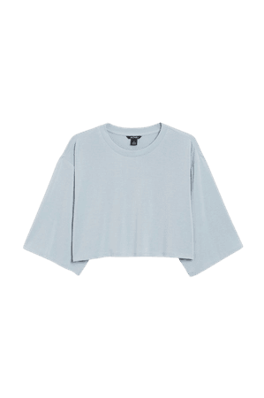 Cropped soft t-shirt - Light blue - T-shirts - Monki WW