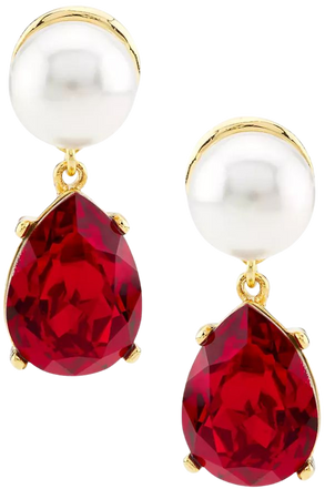 Shop Kenneth Jay Lane Goldtone, Imitation Pearl & Glass Crystal Drop Earrings | Saks Fifth Avenue