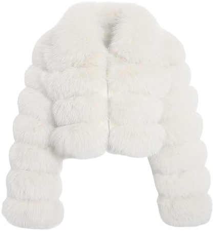 loveimgs Women Fluffy Faux Fur Coat Cropped Jacket Puffer Jacket Zip Up Winter Warm Fuzzy Teddy Jacket at Amazon Women's Coats Shop