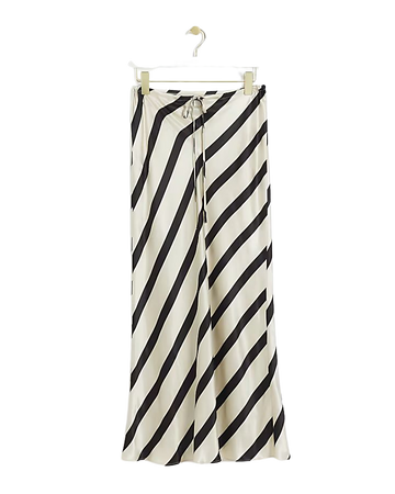Black satin stripe maxi skirt | River Island
