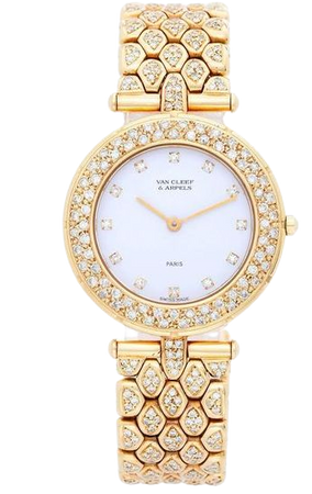Van Cleef and Arpels Paris Ladies Yellow Gold Diamond Classique Quartz Wristwatch