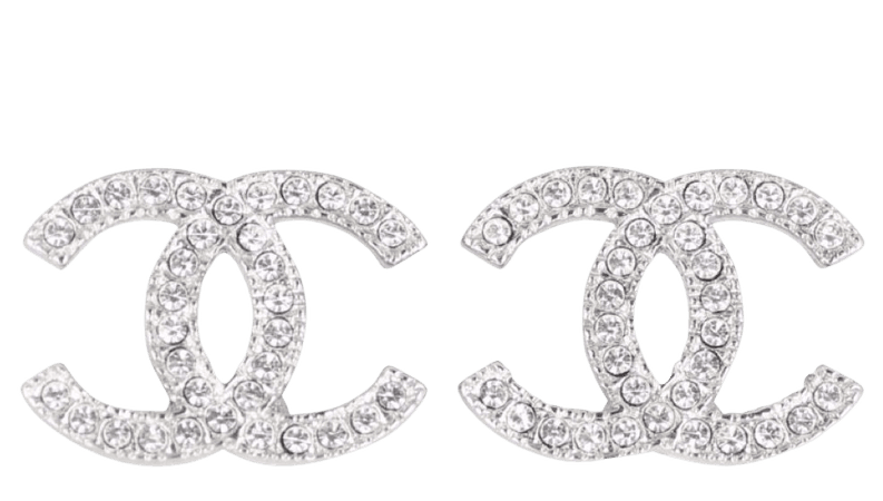 silver Chanel earrings