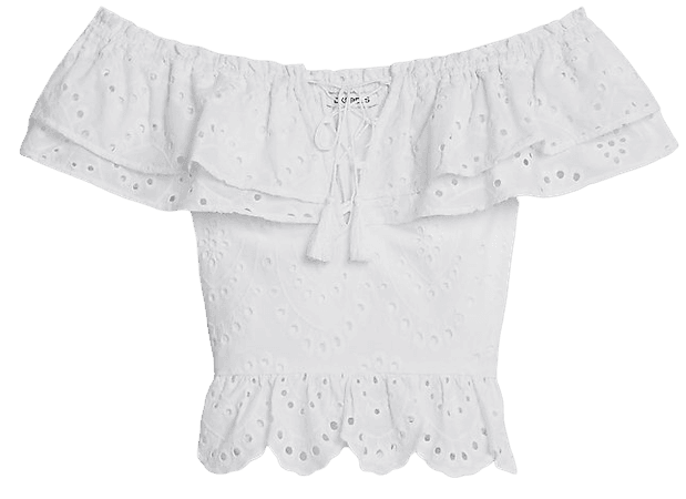 Eyelet Lace Off The Shoulder Peplum Top | Express