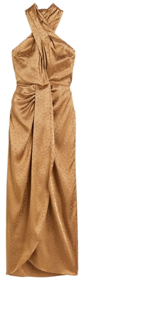Halterneck Wrap Dress - Dark beige - Ladies | H&M US