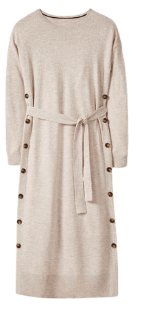 Side Button Knitted Dress - Chinchilla Melange | Boden US