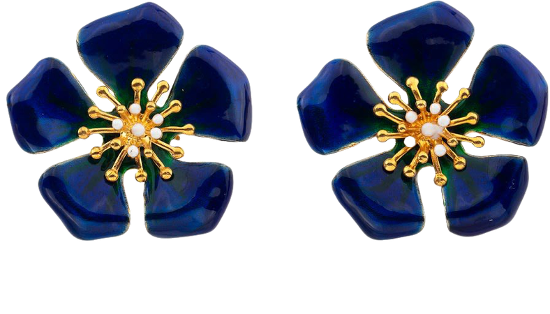 Milou Jewelry Navy Blue Poppy Flower Earrings