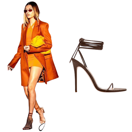 Hailey Bieber Closet • Femme_LA Barely There Lace Up Heel - Choco