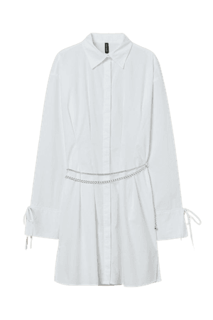 Chain-belt Shirt Dress - White - Ladies | H&M US