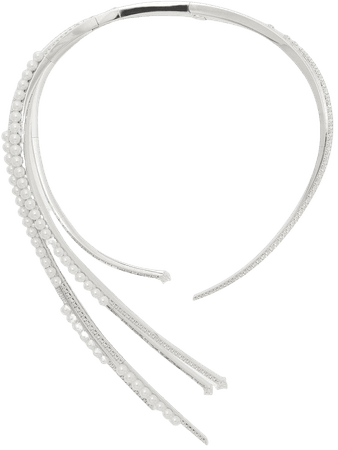 Shop TASAKI 18kt white gold Surge Akoya pearl and diamond necklace with Express Delivery - FARFETCH