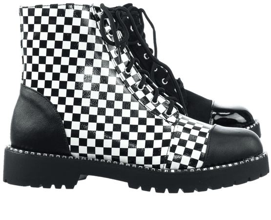 Black/white checkered boots