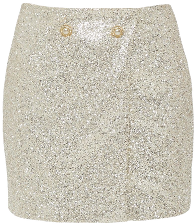 Mach & Mach Glitter Skirt With Pearl Buttons
