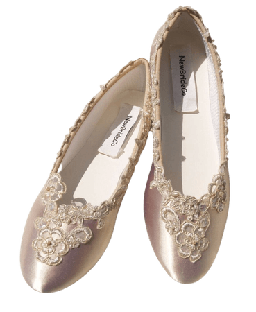 Champagne Wedding Flats Bridal Shoe Elegantly Gold | Etsy