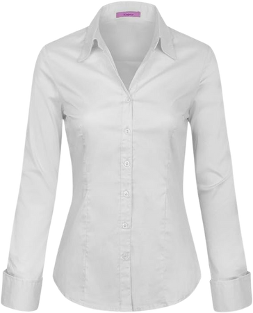 KOGMO Womens Long Sleeve Button Down Shirts Office Work Blouse (S-3X)-1X-Light_Blue at Amazon Women’s Clothing store