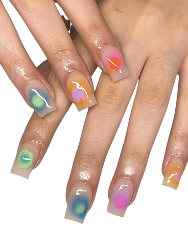 colorful aura nails