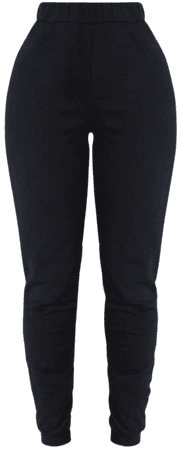 Shape Black Elastic Bottom Joggers | Curve | PrettyLittleThing