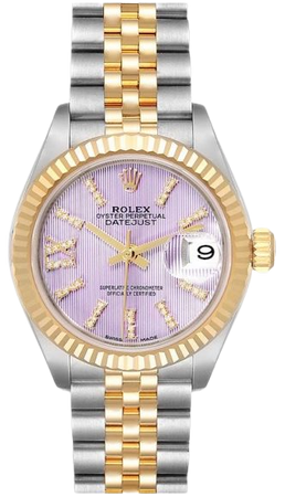Rolex Datejust 28 Steel Yellow Gold Lilac Diamond Dial Ladies Watch