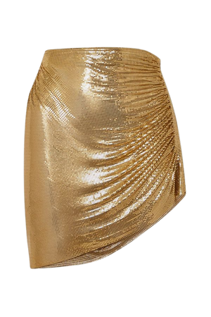 Gold Ciara ruched chainmail mini skirt | Fannie Schiavoni | NET-A-PORTER