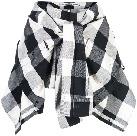 black and white tied waist flannel