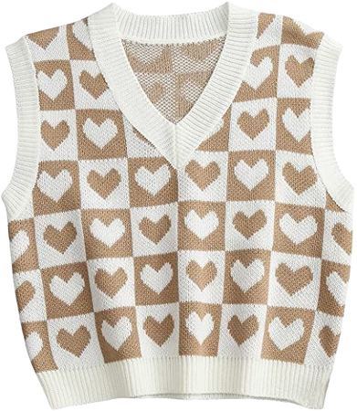 Floerns Women's Sleeveless Round Neck Cute Strawberry Sweater Vest Crop Shirt Top at Amazon Women’s Clothing store